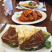 Burger, wings and turkey sandwich. MMMM good!
