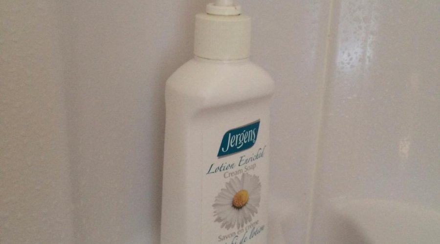 Hand pump soap for the shower