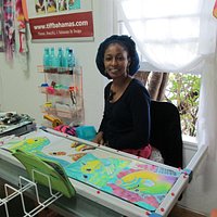 An artist at work in the Graycliff Heritage Artist Studios