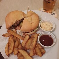 Typical burger plate with fries, slaw and ketchup ($5.30)