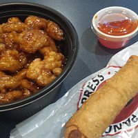 Orange chicken with egg roll
