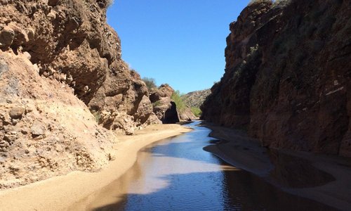 We found our way down into a box canyon with a bit of water.