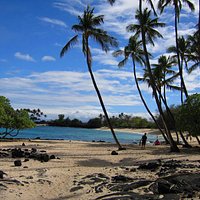 postcard perfect beach at the end of a rough road north of Kona airport