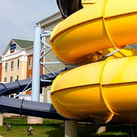 Twirl and whirl on two extreme slides that funnel outside of the park landing you back inside wi