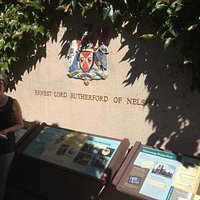Historical monument depicting life and achievements of Lord Rutherford