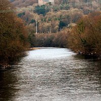 View down the taff from the old iron bridge towards Castell Coch