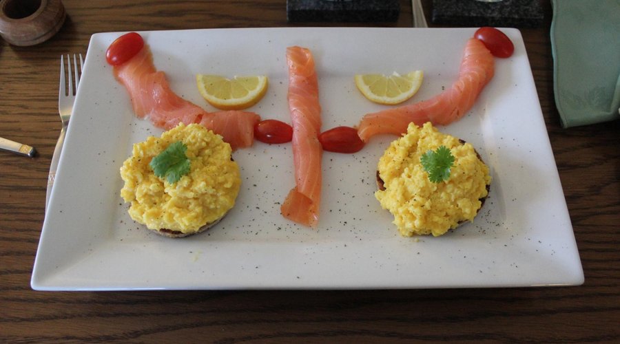 Tasty smoked salmon for breakfast