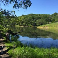 The lake is full in spring, best time to hike here.