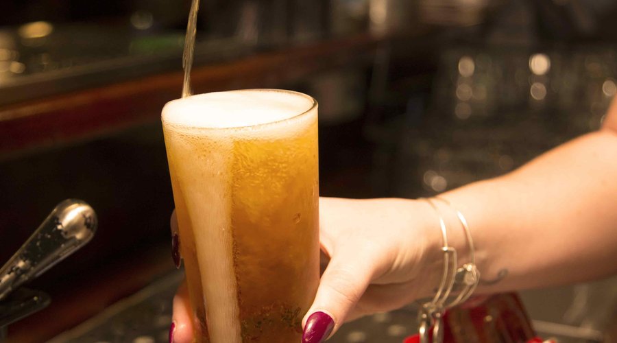 Pouring a refreshing beer