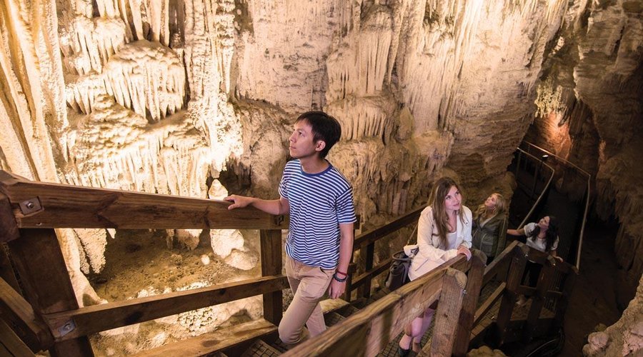 Stalagmites and stalactites inside the cave