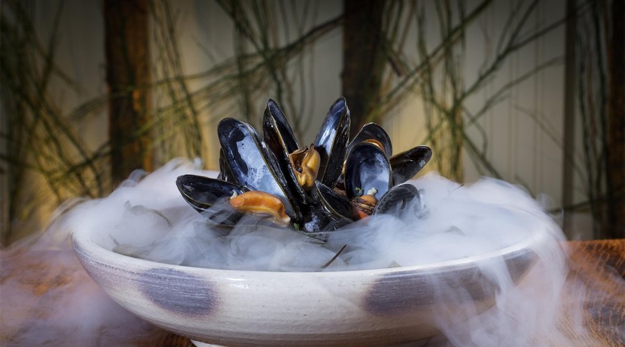 Beer steamed mussels as a part of our Tasting menu