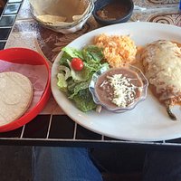 You'll love the Chiles Rellenos, with salad, rice and beans