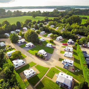 Aerial View Over Bath Chew Valley Caravan Park and Chew Lake in Somerset