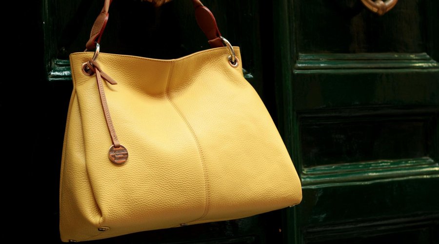 Handmade leather hobo bag. Vittoria bag in Yellow and Biscuit trims color.