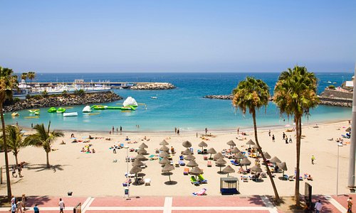 Puerto Colon Beach in Tenerife Las Americas looking hot today