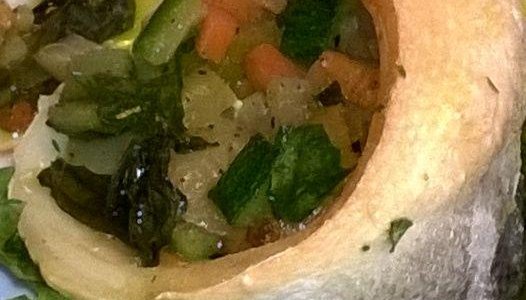 Filetto di branzino con verdure croccanti