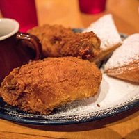 Fried Chicken & Beignets with bourbon syrup