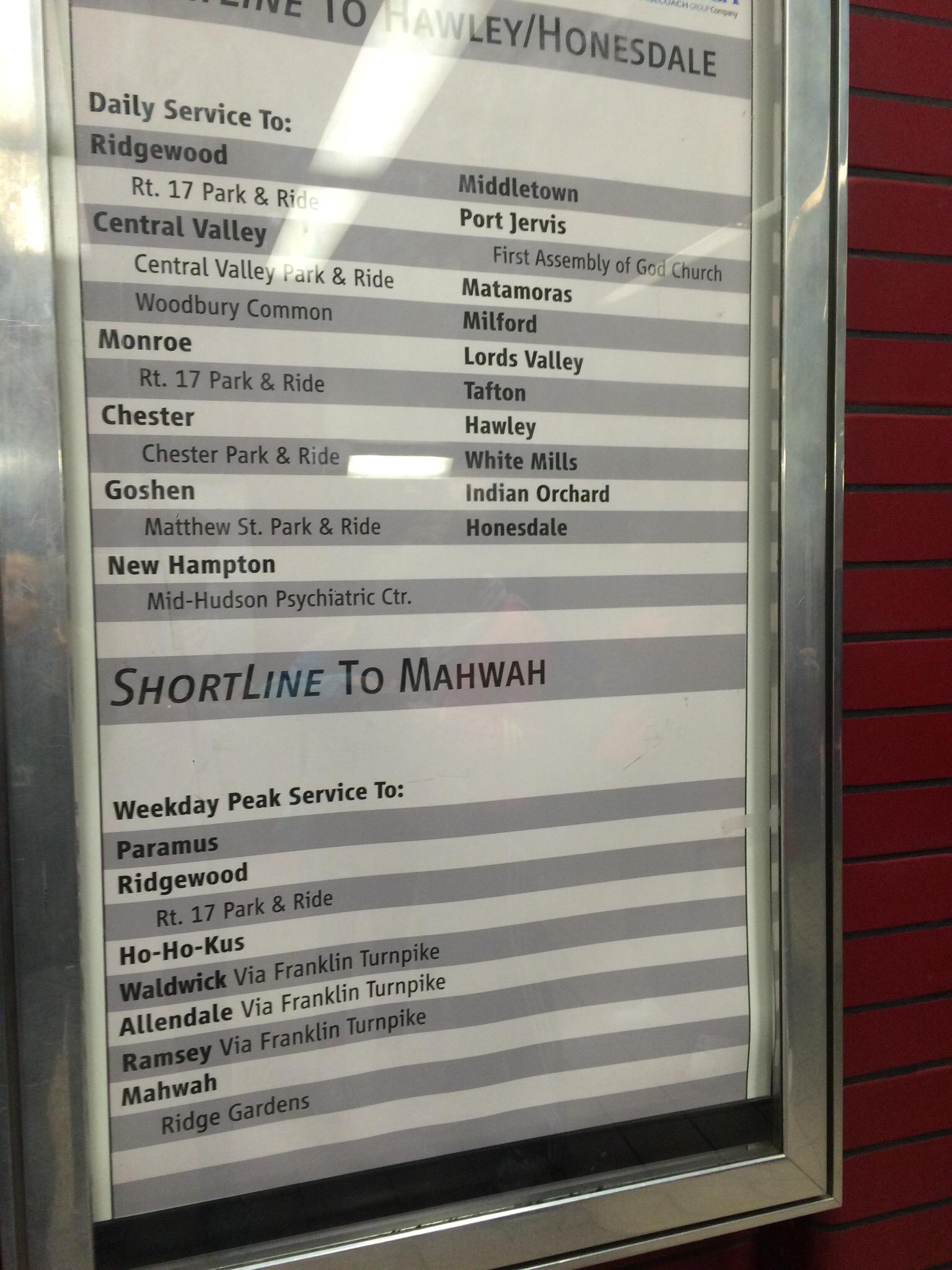 shortline woodbury schedule