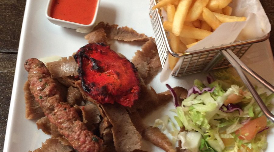 Mixed kebab main at lunchtime