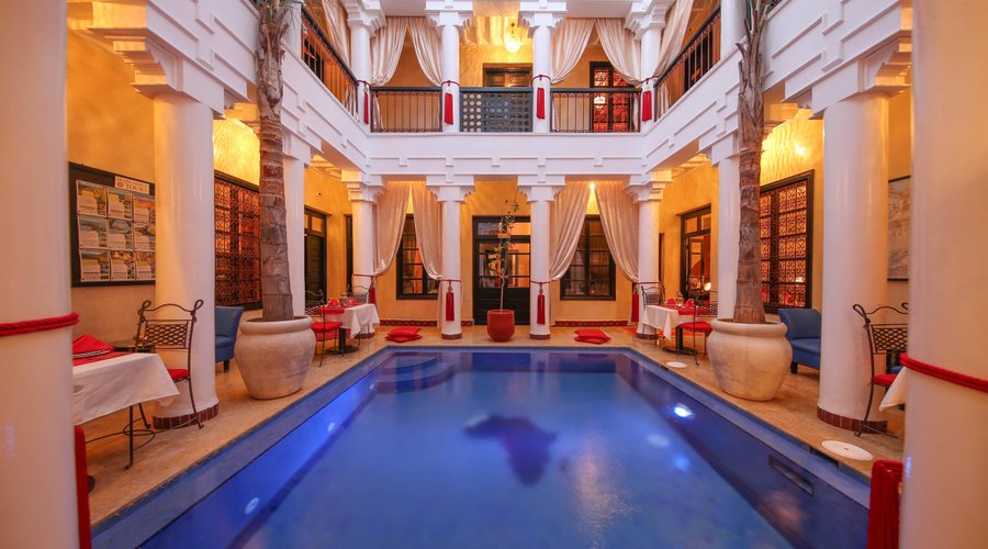 A brilliant courtyard pool at Riad Africa