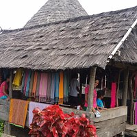 The ladies woven fabric are on display