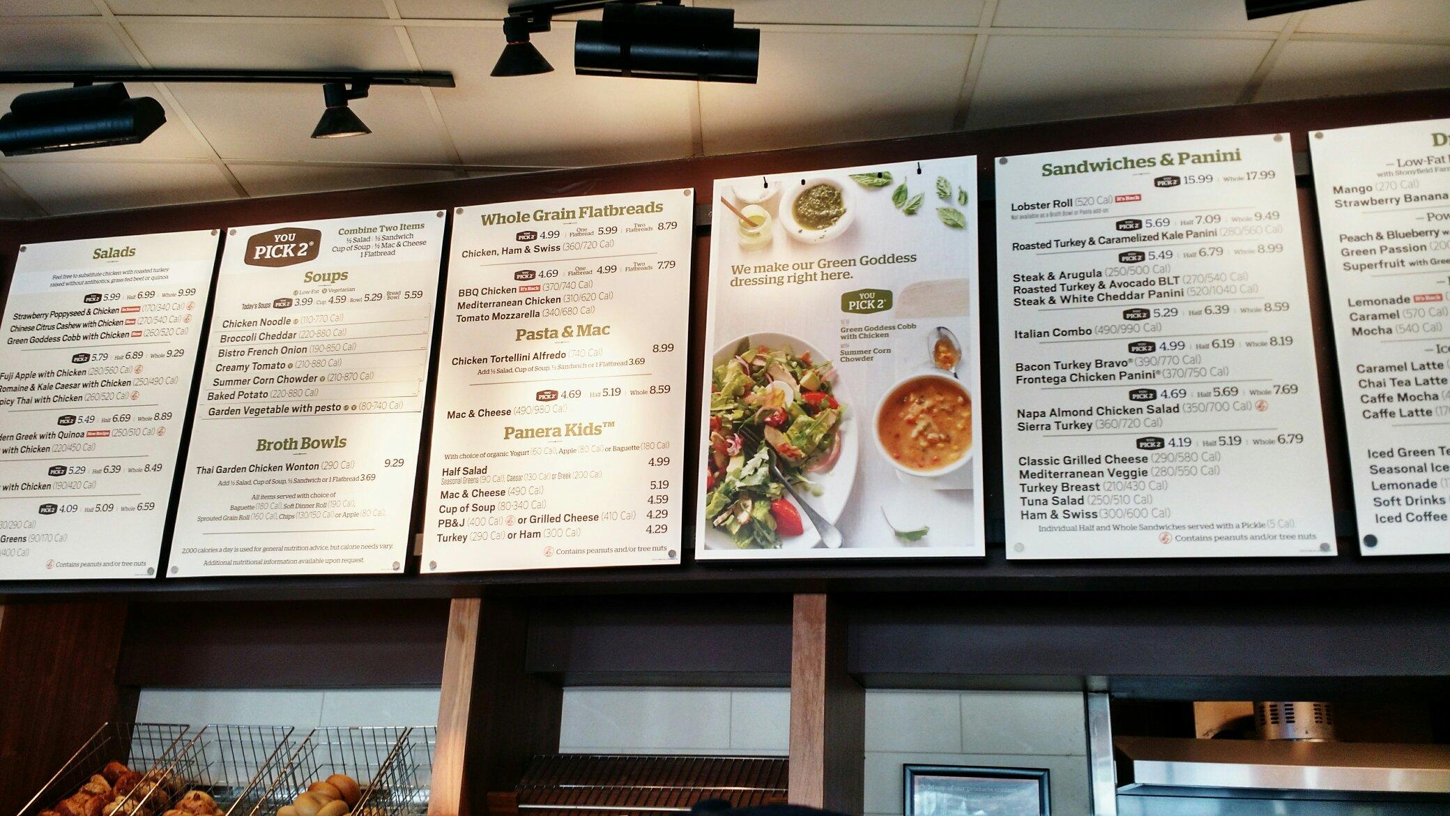 Panera menu prices discount