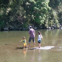 付近には川が流れており、水遊びに最適です。