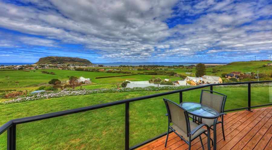 Views over Stanley, The Nut and surrounding beaches