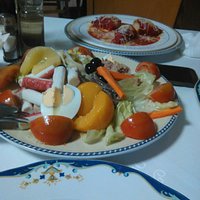 Salad starter and fish main course