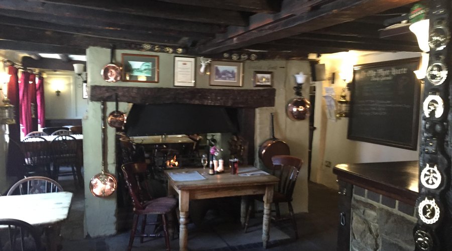 Bar area with log fire