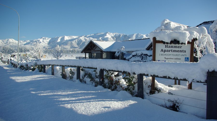 Winter snow at Hanmer Apartments