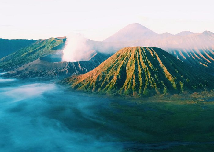 view of Bromo crater and Mt Batur from Penanjakan