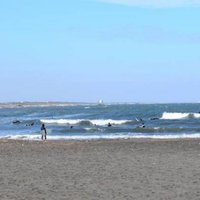 太東海水浴の海。サーファーで一年中にぎわう。