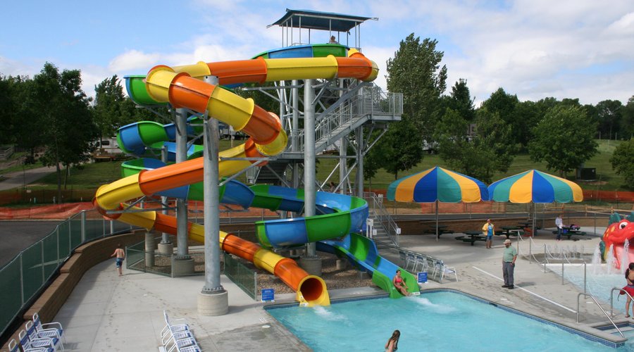 Khaos Kove's two 32 foot water slides. Hold on tight, your in for a wet 'n wild ride.