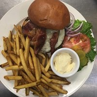 Bacon cheeseburger with fries!!