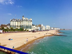 Eastbourne Riviera Hotel in Eastbourne, image may contain: Waterfront, Beach, Sea, City