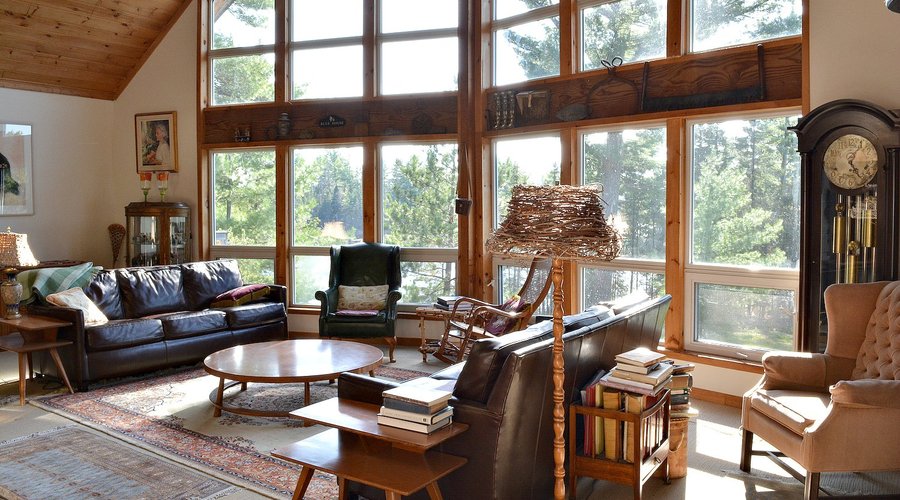 The living room, bathed in sunlight