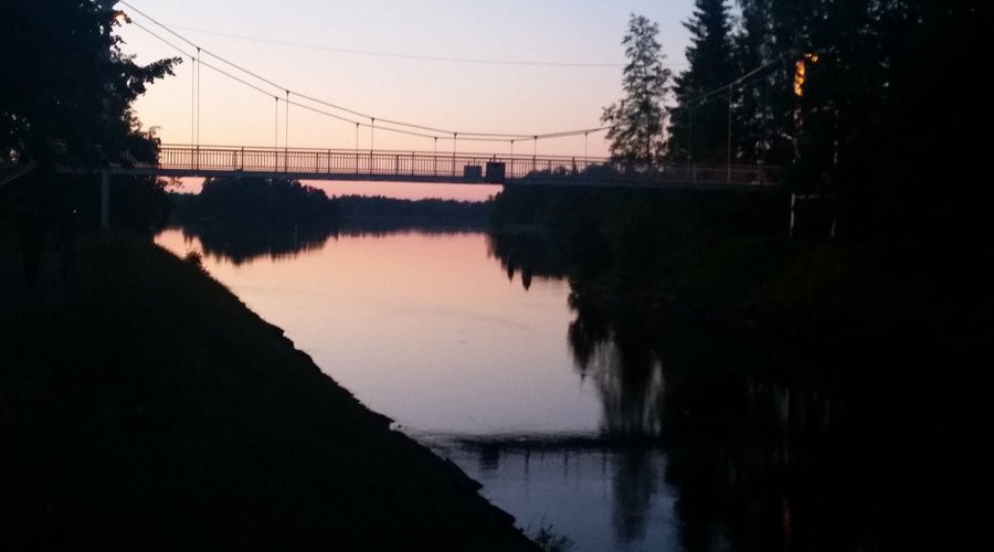 Suspension bridge in dusk