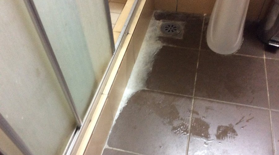 Grubby, stained old bathroom