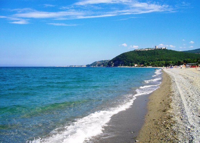 the Castle of Platamon as seen from the very long beach!