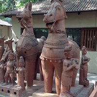Various pottery figurines near the entrance