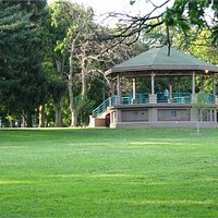 The gazebo in the center of the park.