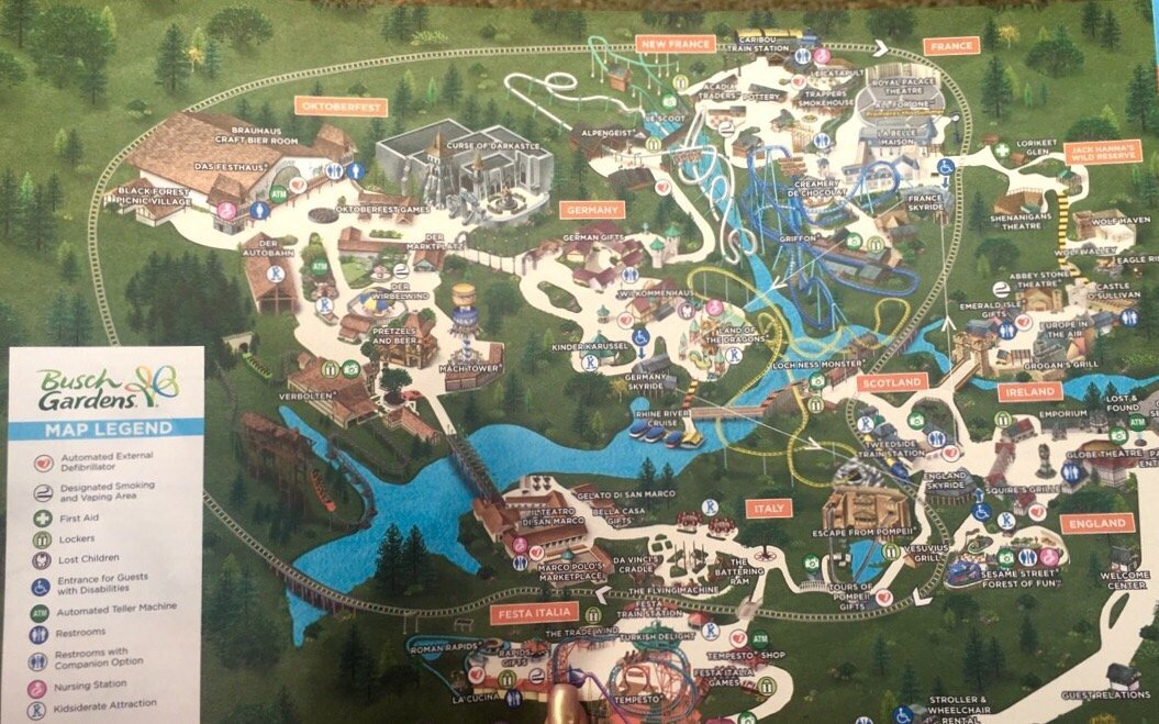 Busch Gardens Williamsburg Theme Park Map  Fasci Garden