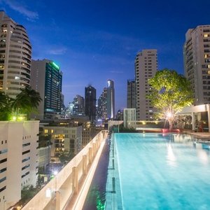 Night views from the pool at Novotel Bangkok Sukhumvit 20