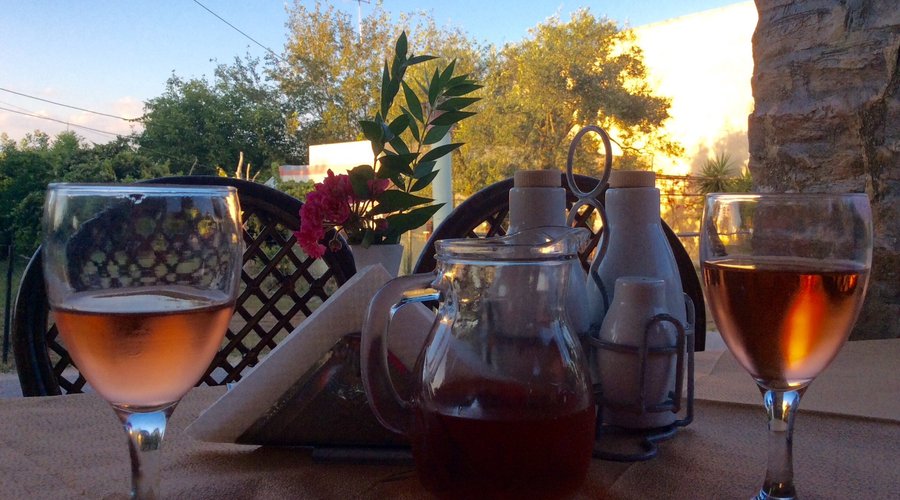 Evening drinks at The Rose Tree, their own tasty Rose wine