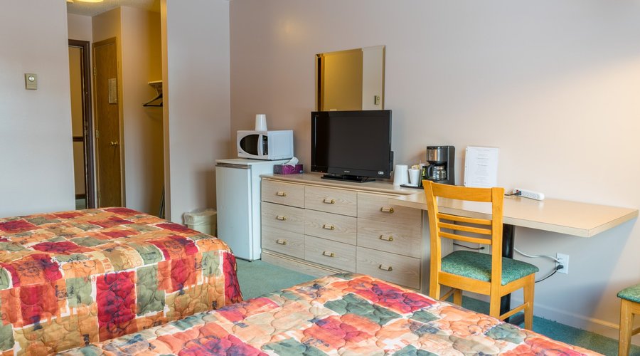 Standard Two-Bed Room. Comes with coffee maker, fridge, HD TV +cable, microwave, and more!
