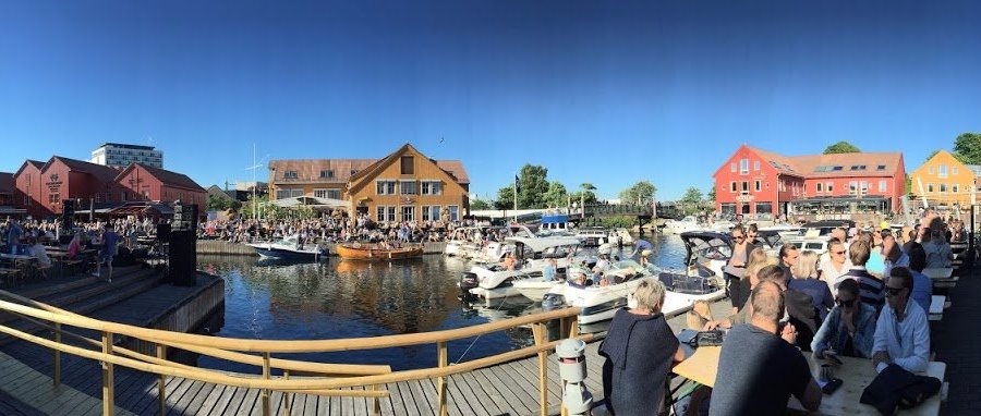 Fiskebrygga panoramic photo on a Tuesday evening June 2016.