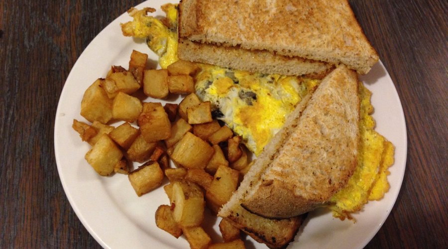 3 egg omelette breakfast with mushrooms