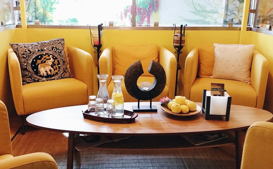 The cozy waiting area