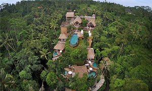The Kayon Resort in Ubud, image may contain: Resort, Hotel, Vegetation, Land